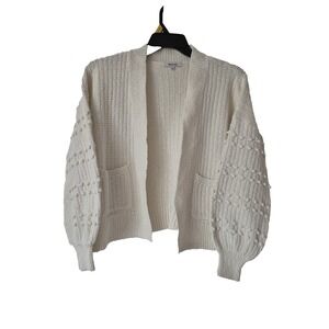 Madewell Bobble Cardigan Womens S Cream Ribbed Opent Front Oversized Sweater